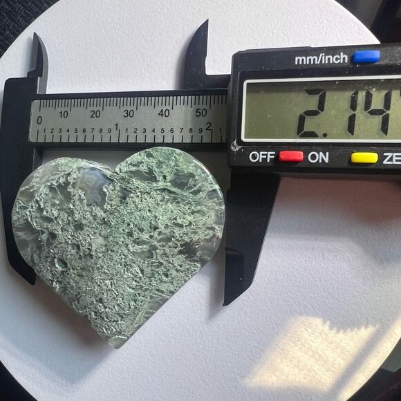 Moss Agate Crystal Heart (#6) - Picture 9 of 11
